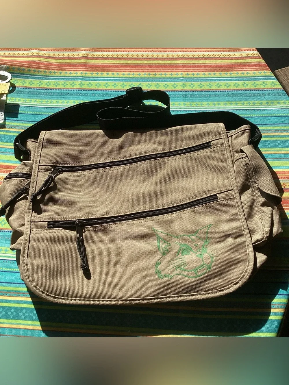 NW Missouri State University Vintage Messenger Bag with Bobby Bearcat Mascot